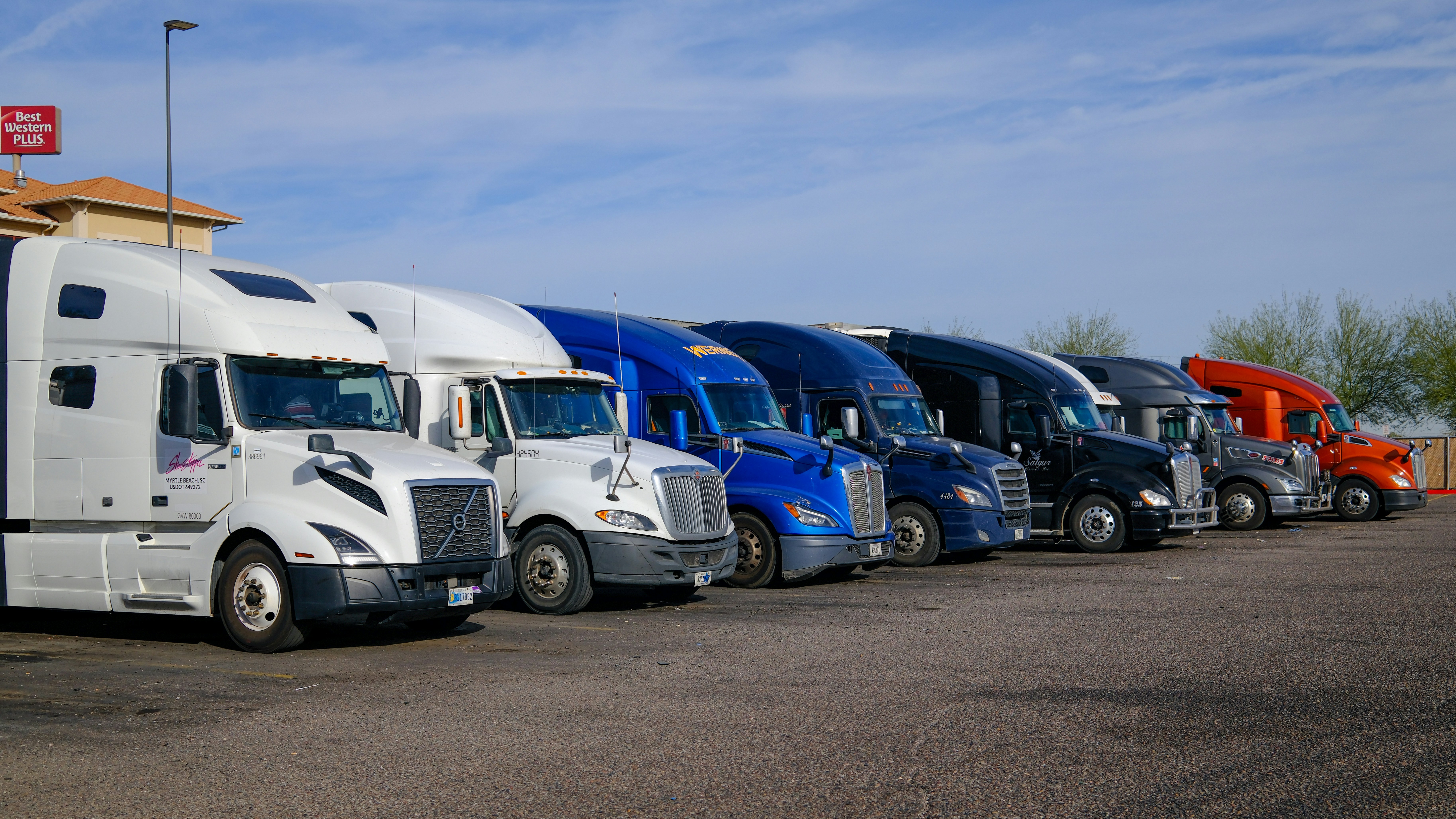 trucks in yard